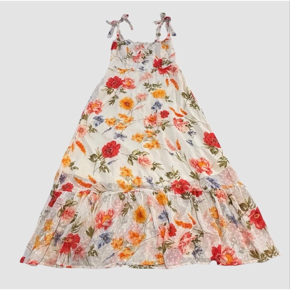 Ellison Anthropologie Small‎ Floral Polka Dot Romantic Bustier Midi Dress